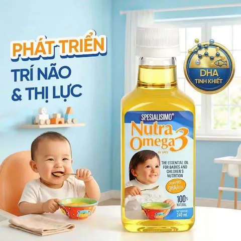 Dầu Ăn Dặm Cá Hồi Nutra Omega 3, 240ML Cho Bé 7M+