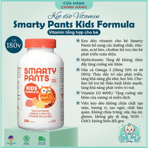 Kẹo dẻo Vitamin cho trẻ Smarty Pants 180 viên - Nhập Mỹ