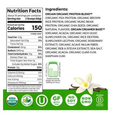 Bột Đạm Orgain Protein thuần chay vegan hữu cơ