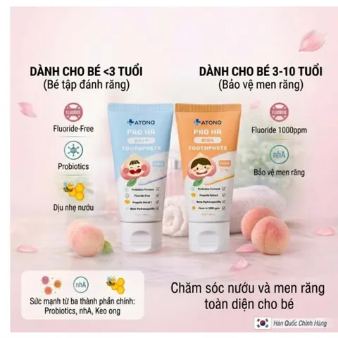 Kem đánh răng lợi khuẩn Pro HA Atono2 Hàn Quốc cho bé 6m+ ( Tuýp 50g)