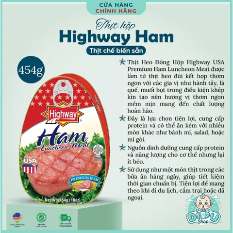 Date 2027 - Thịt HAM Luncheon Meat - Highway 454gr của Mỹ