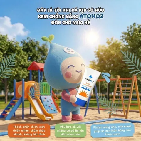 Kem chống nắng Atono2 Hàn Quốc cho trẻ, dưỡng ẩm dịu nhẹ, bảo vệ làn da bé khỏi tia UV-