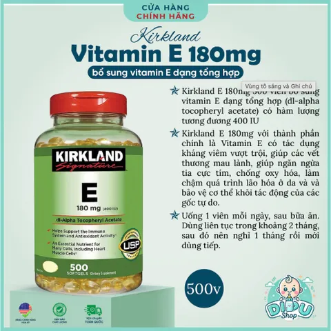 [DATE 2029] Vitamin E 400 IU 500 Viên Kirkland Của Mỹ