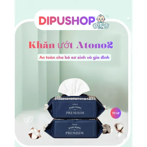 1 GÓI Khăn ướt ATONO2 dành cho trẻ sơ sinh an toàn, không chứa hóa chất độc hại, không chất bảo quản