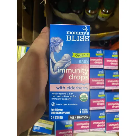 Siro tăng đề kháng hữu cơ MOMMY'S BLISS kèm prebiotic cho bé từ 4 tháng hàng Mỹ
