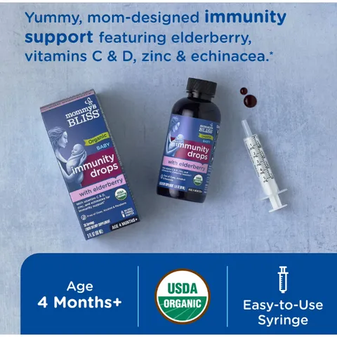 Siro tăng đề kháng hữu cơ MOMMY'S BLISS kèm prebiotic cho bé từ 4 tháng hàng Mỹ