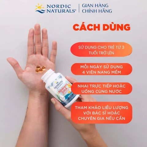 180 viên Dầu Cá Nordic Children's DHA Mini Omega 3 250mg Vị Dâu Cho Bé 3-6 Tuổi Phát Triển Trí Não