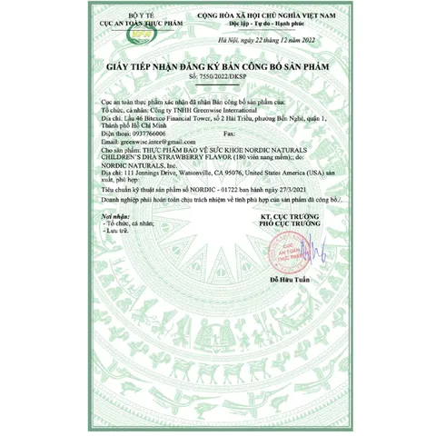 180 viên Dầu Cá Nordic Children's DHA Mini Omega 3 250mg Vị Dâu Cho Bé 3-6 Tuổi Phát Triển Trí Não