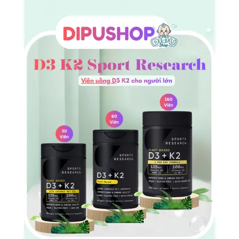Vitamin D3 + K2 SPORTS RESEARCH SR mẫu mới Veggie Softgels