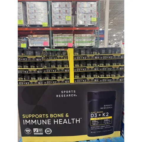 Vitamin D3 + K2 SPORTS RESEARCH SR mẫu mới Veggie Softgels
