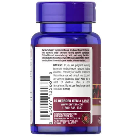 Viên Uống Lựu Chống Nắng Nội Sinh, Trắng Da, Giảm Nám Pomegranate Extract 250mg Puritan's Pride