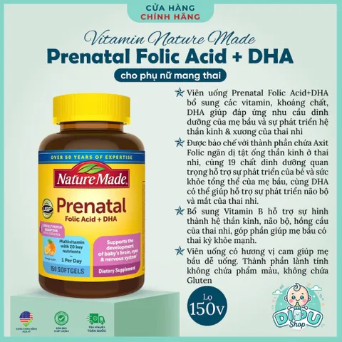 [DATE 2027] Vitamin Prenatal bầu 150 viên Mỹ - vị cam