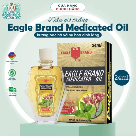 Dầu Gió Con Ó Eagle Brand Medicated Oil 24ml sản xuất tại Singapore, công thức chuẩn Mỹ