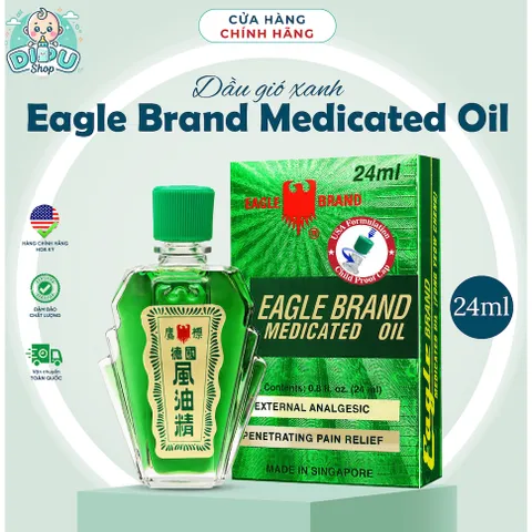 Dầu Gió Con Ó Eagle Brand Medicated Oil 24ml sản xuất tại Singapore, công thức chuẩn Mỹ