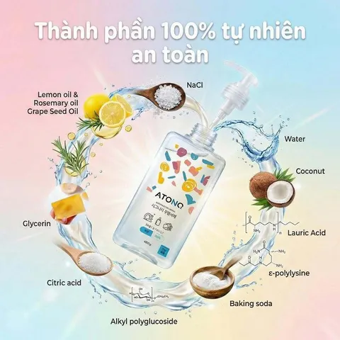 TÚI Nước Rửa Bình Sữa, Chén Bát Và Rau Củ Quả Thuần Chay Atono2 480g