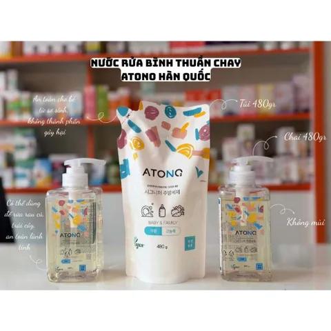 TÚI Nước Rửa Bình Sữa, Chén Bát Và Rau Củ Quả Thuần Chay Atono2 480g