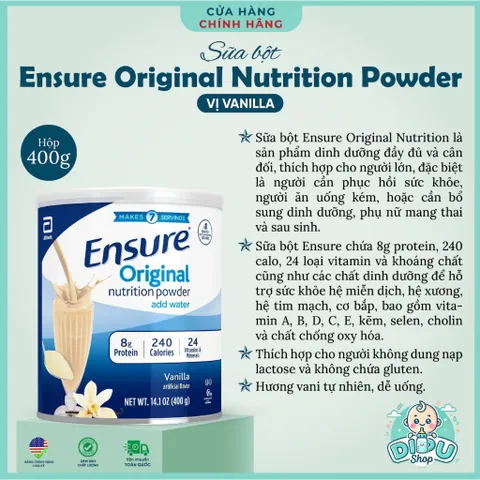 397g/400g Sữa Bột Ensure Original Mỹ 400g Chính Hãng - Dinh Dưỡng Toàn Diện