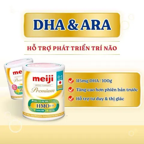 Sữa Meiji Premium Nhập Khẩu Nhật Bổ Sung HMO DHA Tăng Đề Kháng Cho Bé 0-3 Tuổi