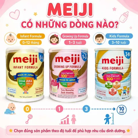 800g Sữa Meiji Infant & Growing Up Formula Nhập Khẩu Nhật Bổ Sung HMO Tăng Đề Kháng Cho Bé 0-3 Tuổi