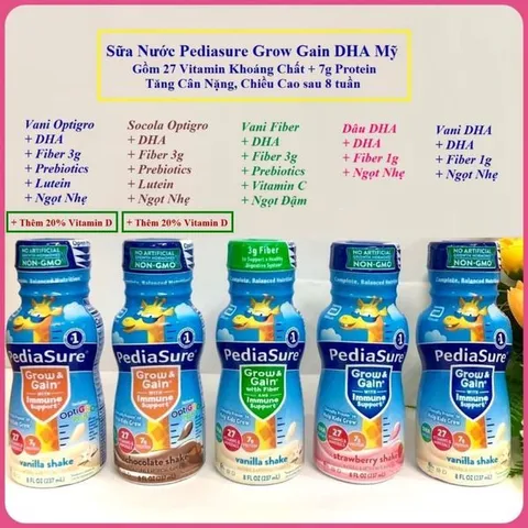 Sữa Nước PediaSure Thùng Mỹ Đủ Vị dinh Dưỡng Toàn Diện Cho Bé Biếng ăn