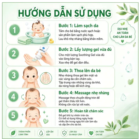 Soothing Gel ATONO2 Hàn Quốc, làm dịu mát tức thì làn da của bé, an toàn cho da nhạy cảm 160g