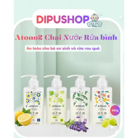 CHAI Nước Rửa Bình Sữa, Chén Bát Và Rau Củ Quả Thuần Chay Atono2 460ml