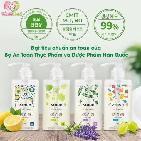 CHAI Nước Rửa Bình Sữa, Chén Bát Và Rau Củ Quả Thuần Chay Atono2 460ml