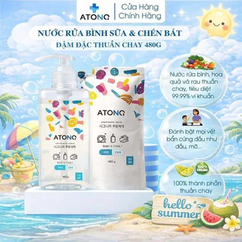 CHAI Nước Rửa Bình Sữa, Chén Bát Và Rau Củ Quả Thuần Chay Atono2 460ml