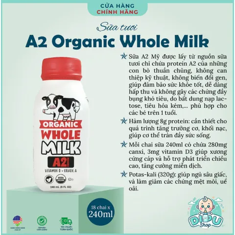 1 HỘP THỬ Sữa Tươi Organic Mỹ A2 Horizon Kirkland Moala