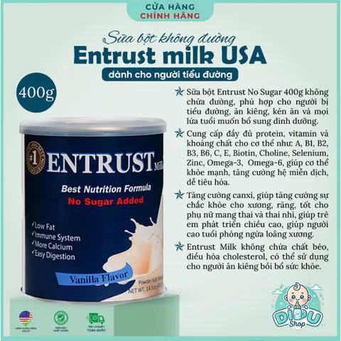 [DATE 2028] 400g Nội địa Mỹ Sữa Entrust dành cho người tiểu đường