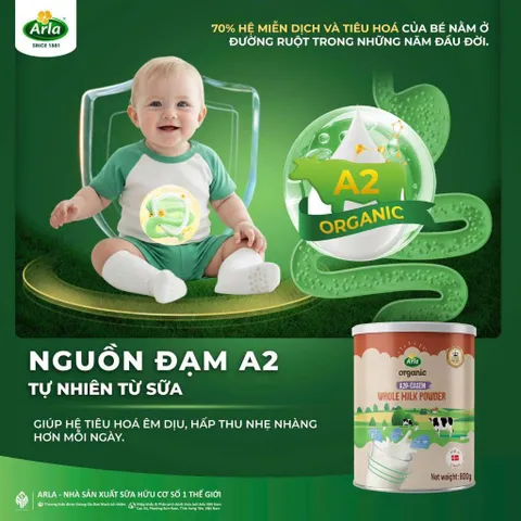 800g Sữa Bột Nguyên Kem A2 Organic Arla Đan Mạch Cho Bé 1 Tuổi