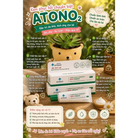Kem phục hồi da tổn thương Sos Atono2 Hàn Quốc cho bé từ 0m+