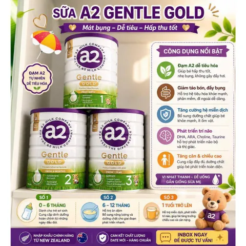 [🔥DEAL SỐC CÓ HẠN🔥] Sữa A2 Gentle Gold Nguyên Kem Đạm A2 Bé Phát Triển Toàn Diện
