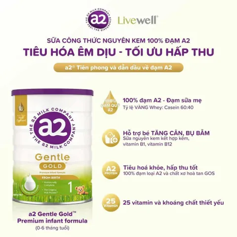 [🔥DEAL SỐC CÓ HẠN🔥] Sữa A2 Gentle Gold Nguyên Kem Đạm A2 Bé Phát Triển Toàn Diện