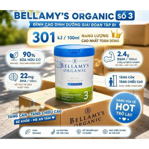 800g Sữa Bellamy Organic A2 Úc - Đạm A2 HMO Phát Triển Toàn Diện Chính Hãng