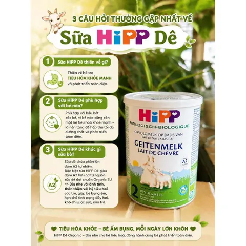 Chính Hãng Đức Sữa Dê HiPP Organic Số 1,2 400g Đạm A2 Dễ Tiêu Hóa, Chiều Cao, Phát Triển Trí Não