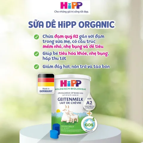 Chính Hãng Đức Sữa Dê HiPP Organic Số 1,2 400g Đạm A2 Dễ Tiêu Hóa, Chiều Cao, Phát Triển Trí Não