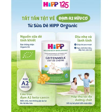 Chính Hãng Đức Sữa Dê HiPP Organic Số 1,2 400g Đạm A2 Dễ Tiêu Hóa, Chiều Cao, Phát Triển Trí Não