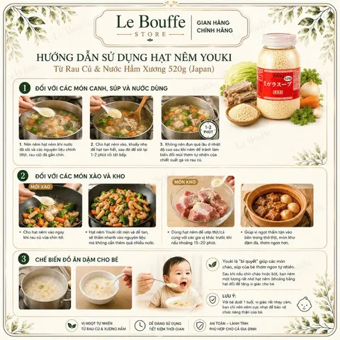 Hạt Nêm Youki 520g Hàng Nội Địa Nhật Bản – Nêm Nếm Thơm Ngon, Tròn Vị