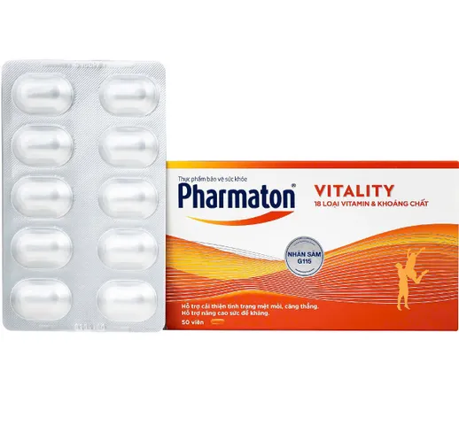 Pharmaton Vitality (Hộp 5 vỉ x 10 viên) hỗ trợ sức khỏe , giảm mệt mỏi ,