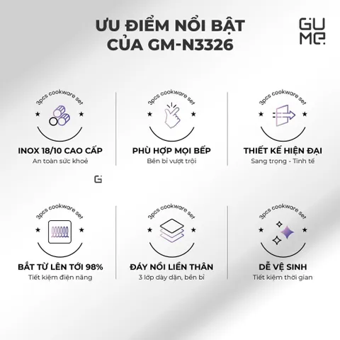 Bộ Nồi Lẩu Đa Năng Inox 18/10 Liền Khối Gume GM - N3326