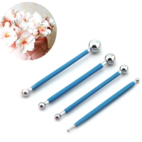 Bộ 4 dụng cụ làm Fondant 2 đầu tròn làm hoa, lá và các hình con vật – Mã số 1084 803550