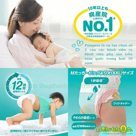 Bỉm/Tã Pampers Xanh Nội Địa Nhật – Mềm Mại, Thấm Hút Nhanh, Khô Thoánh, Ngừa Hăm Hiệu Quả Cho Bé 803977
