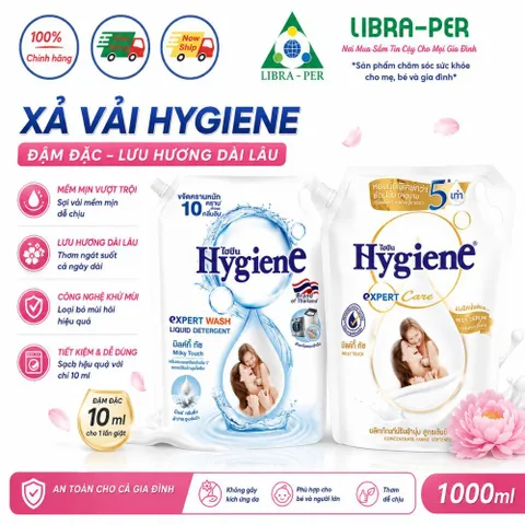 Nước xả vải đậm đặc Hygiene - làm mềm vải lưu hương lâu, giữ màu giảm xù 1000ml - Thái Lan