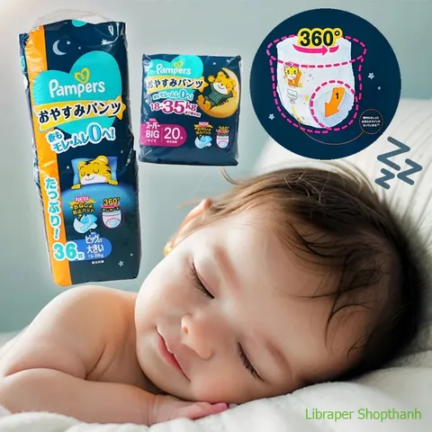 Bỉm/Tã Pampers Ban Đêm Jumbo Nội Địa Nhật – Thấm Hút Gấp 3, Chống Tràn 360°, Bé Ngủ Ngon Suốt Đêm 803981