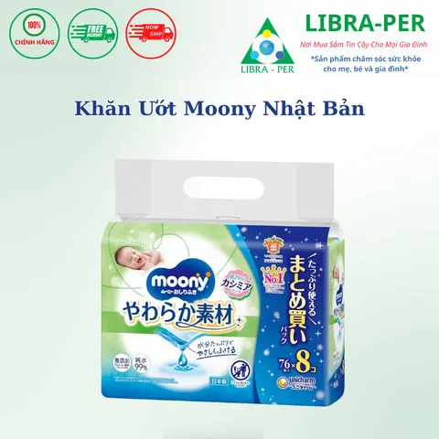 Khăn Ướt Moony Nội Địa Nhật | Không Cồn, Không Mùi – Mềm Mại An Toàn Cho Bé Sơ Sinh & Da Nhạy Cảm 803993