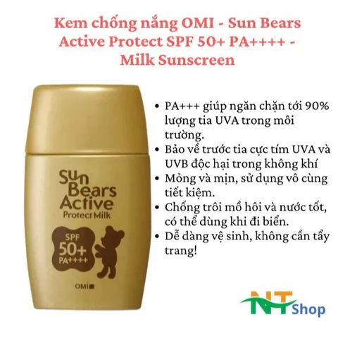 Kem chống nắng OMI - Sun Bears Active Protect Milk Sunscreen SPF 50+ PA++++