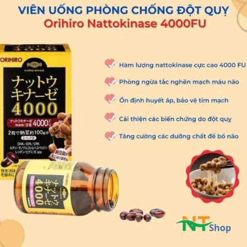 Viên Uống Hỗ Trợ Giảm Nguy Cơ Đột Quỵ Orihiro Natto Kinase Nhật Bản