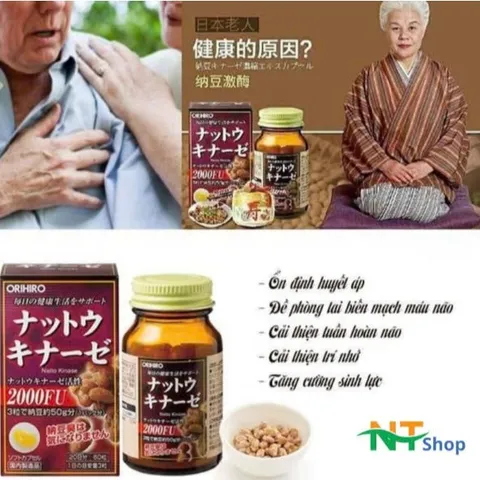 Viên Uống Hỗ Trợ Giảm Nguy Cơ Đột Quỵ Orihiro Natto Kinase Nhật Bản