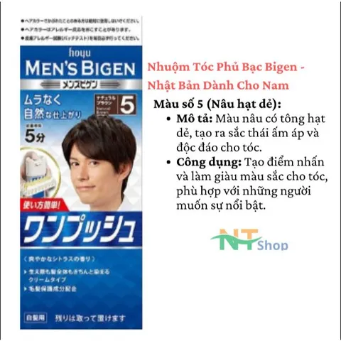 Nhuộm Tóc Nam Bigen Nhật Bản – Phủ Bạc Nhanh 10 Phút, Ít Mùi, Dưỡng Tóc Với  6 Loại Thảo Mộc